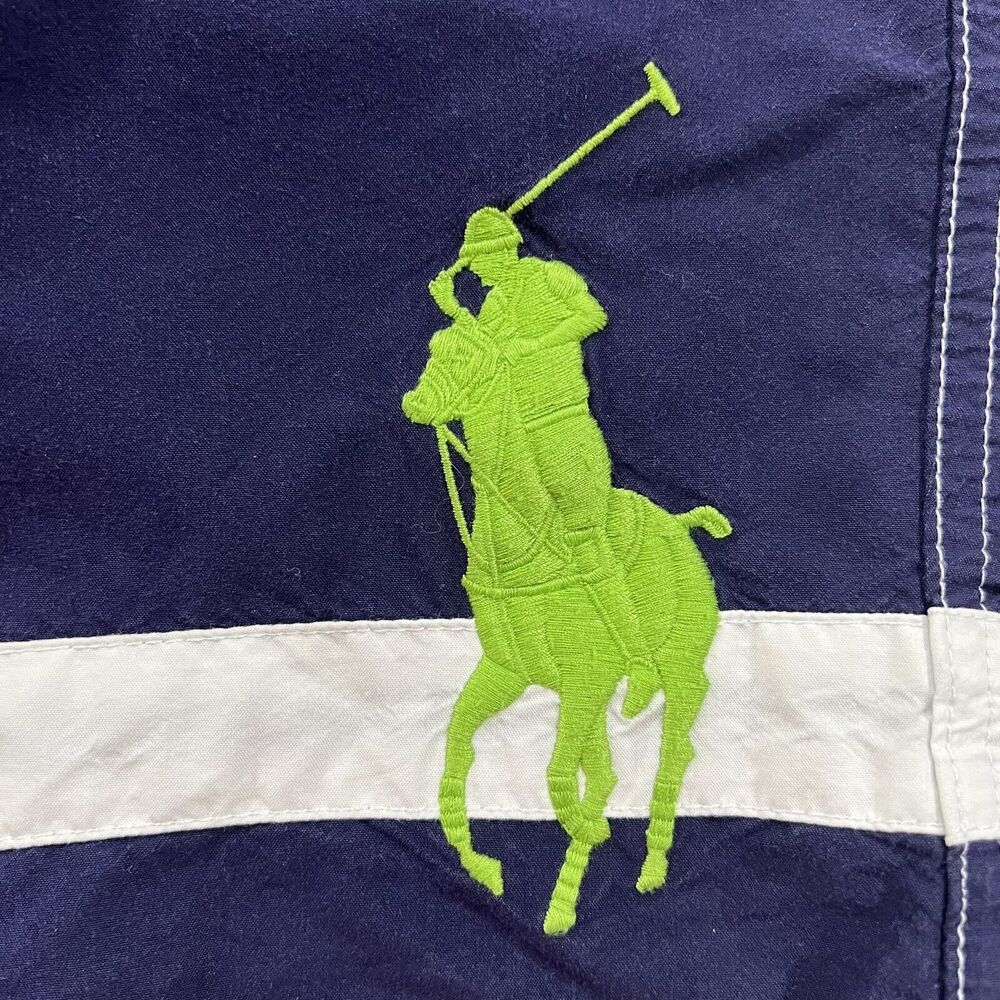 Vintage Polo Ralph Lauren Size M Board Shorts Big Pony Swim Trunks Blue RL PRL - Picture 4 of 13